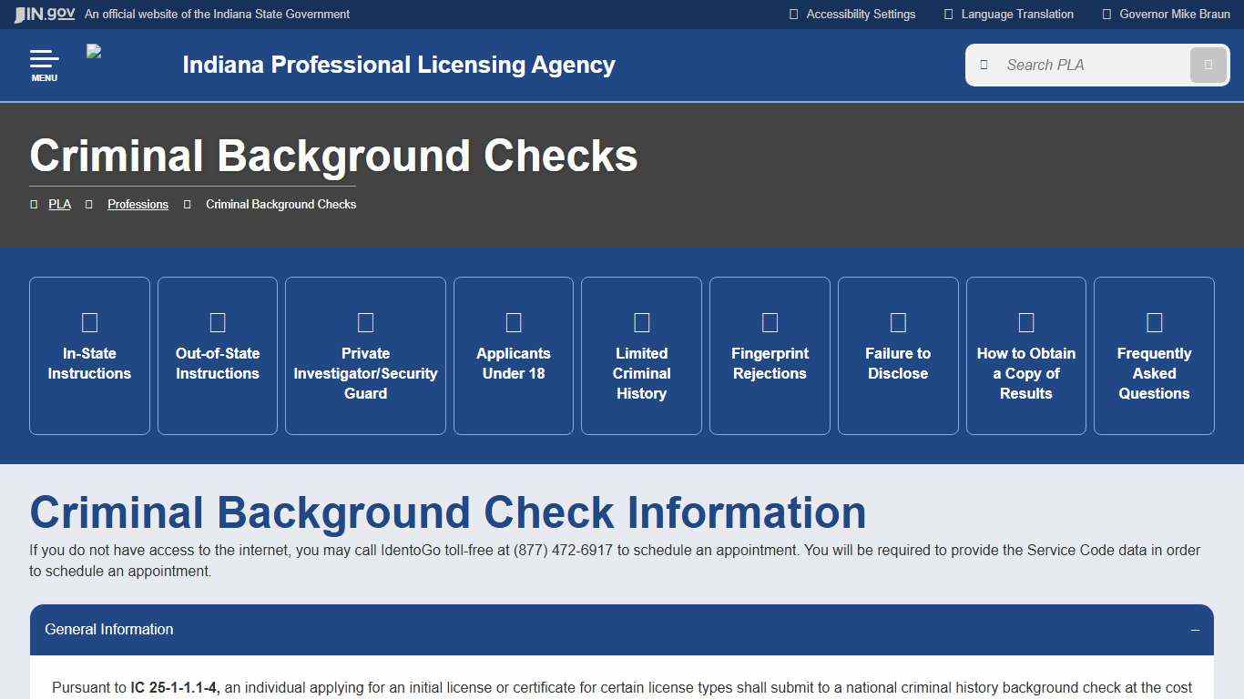 PLA: Criminal Background Checks